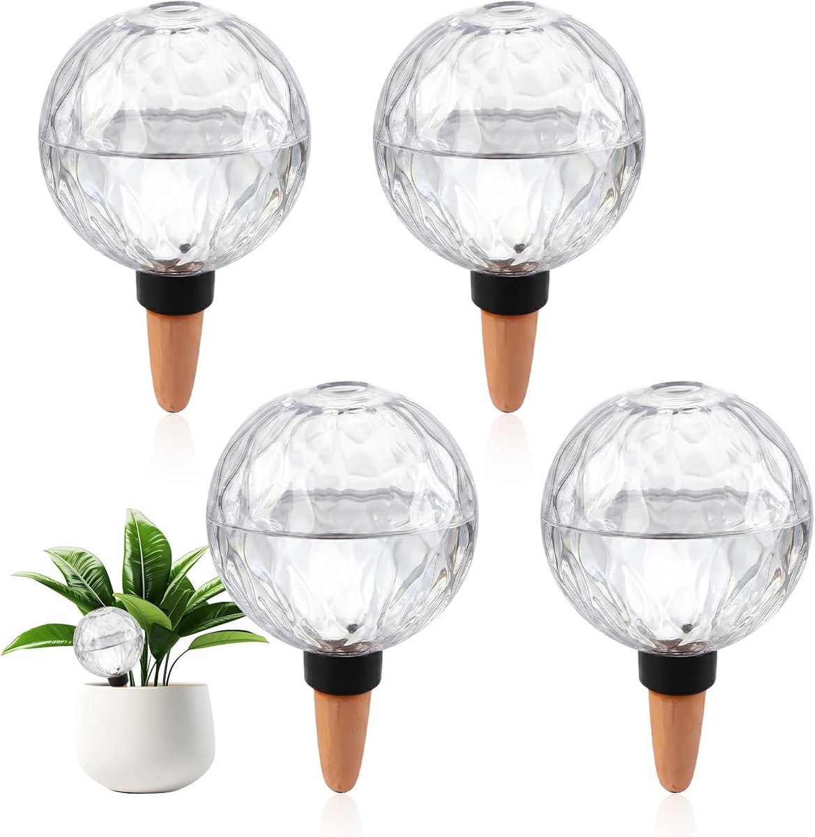 Thijox - Bewateringsbollen voor Planten 4 Stuks 500ML, Automatische Druppelbewatering voor Interieur, Vakantie en Kantoor, Robuust PP-Materiaal en Ade