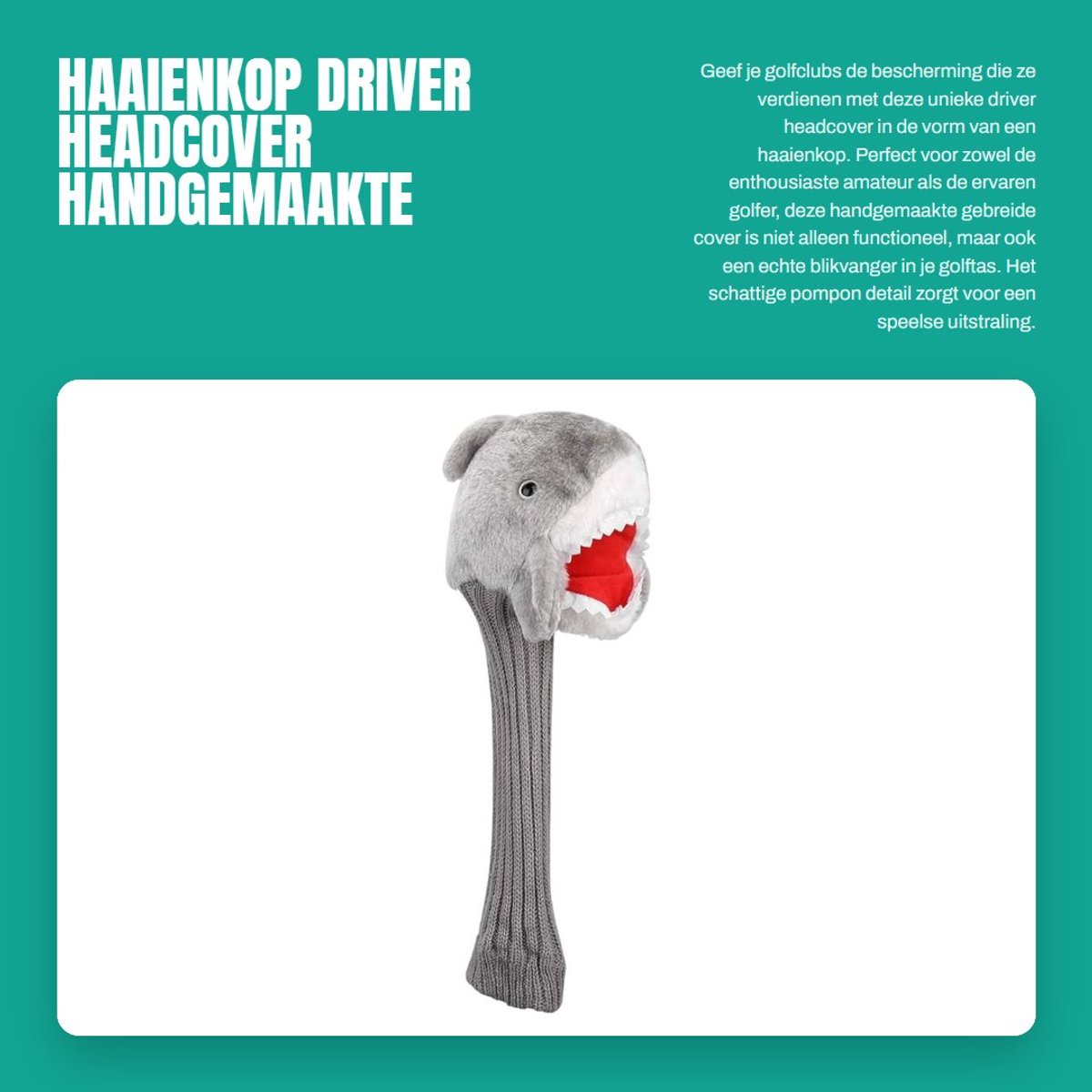 Dailygoods- Golf Club Cover Haaienkop - Handgemaakt - Zacht & Elastisch - Universele Pasvorm - Bescherming tegen Krassen - Lange Levensduur - Headcover