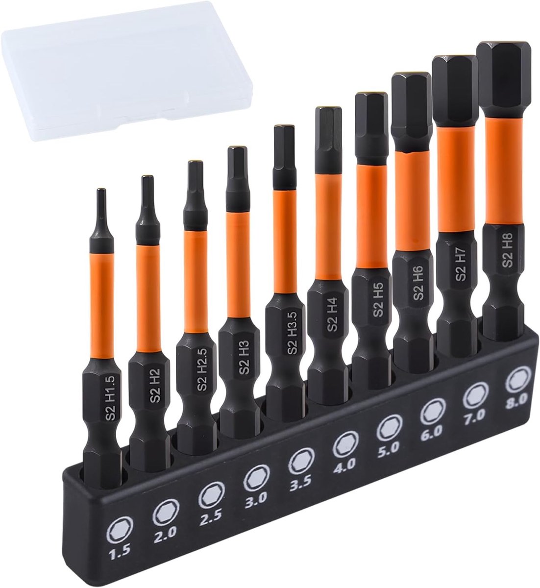 Thijox - Impact Hex Head Inbussleutel Boor Set 10 Stks Metrisch (1,5 mm-8 mm) Magnetische Inbussleutel Bits S2 Staal 1/4" Hex-Shank voor DIY Meubelmon