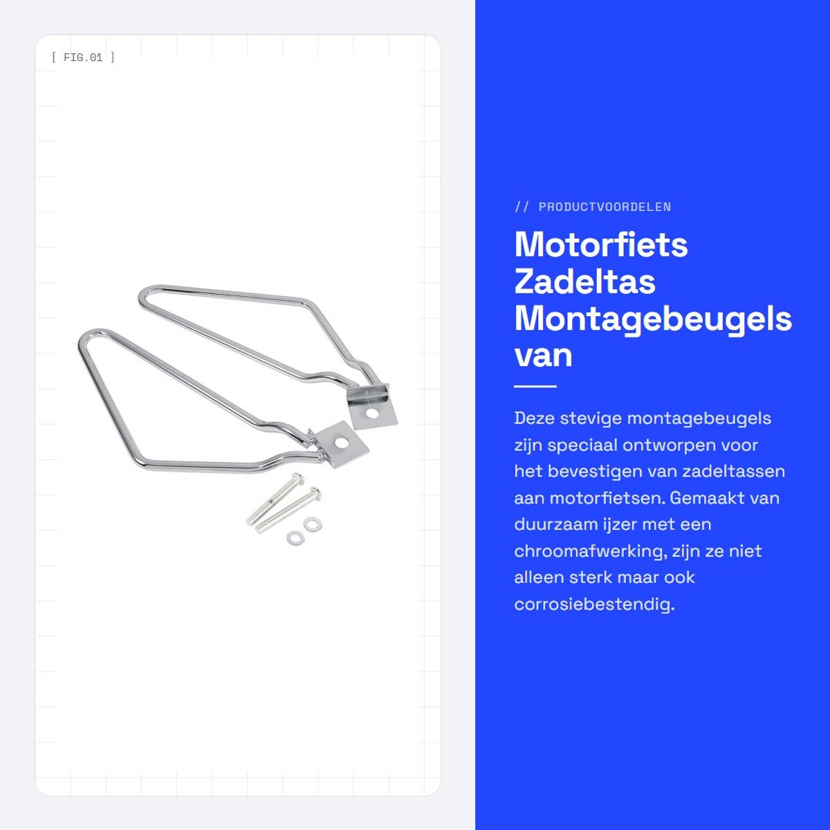 Dailygoods- Zadeltasbeugel Duurzaam - Motorfiets Zadeltas Houder - Chromen Beugel - IJzeren Fitting - Set van 2 - Compatibel met XL883/1200 HD1450/1584 - Zadeltashouder