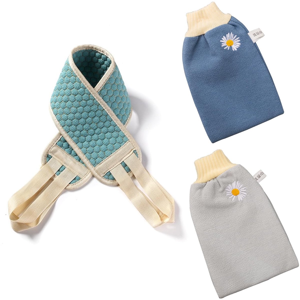 Dailygoods- Scrubhandschoen Dubbelzijdig - Peelinghandschoenen - Lichaamscrub - Rugrubber - Body Scrubber - Effectieve Peeling voor Gladde Huid - Exfoliatiehandschoenen