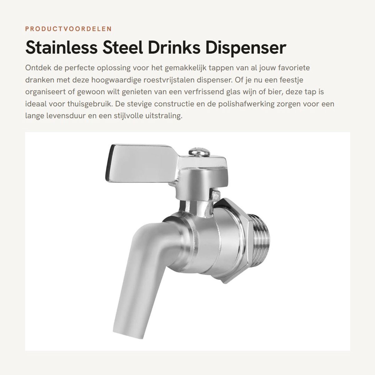 Dailygoods- Drankdispenser met kraan - Roestvrij Staal - Verstelbare Tap - Voor Water/Bier/Wijn - Eenvoudige Installatie - Handmatige Stroomregeling
