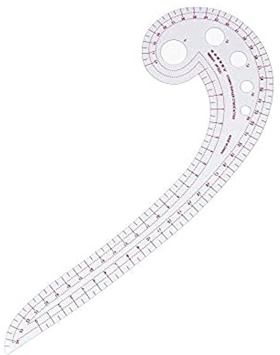 Dailygoods- Gebogen Liniaal 42 cm - Franse Metrische Naailiniaal - Patronenontwerp - Kledingontwerp - Duurzaam Kunststof - Inclusief PVC-Zak - Patroonliniaal