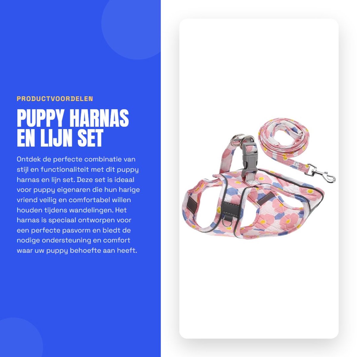 Dailygoods - Puppy Harnas en Lijn Set - Veilig en Comfortabel - Roze - Reflecterende Strepen - Geschikt voor Honden - M