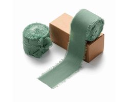 Dailygoods - AOKSUNOVA Chiffonlint 3,8 cm lint voor strikken bruiloft cadeaulint Chiffon breed stoflint groen cadeaulinten