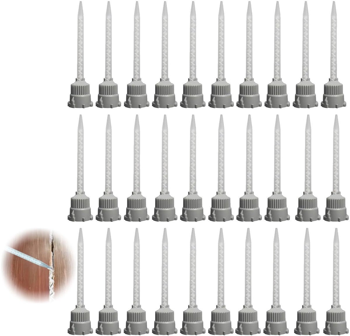 Inovra - 30 Stuks Statische Mixer, 1:1 Mengpunten, Kunststof Lijm, Mengbuis, Mengmondstukken, Mengtuit voor 2K-Lijm, Buisstroom met Mengmondstuk