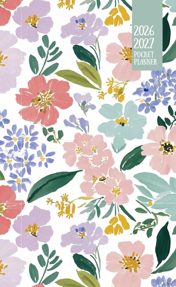 Thijox - 2026-2027 Pocket Planner - Pastel Floral Mini Agenda - 18-Maanden Dated Kalender - Compacte Afmetingen voor School, Werk & Persoonlijke Plann