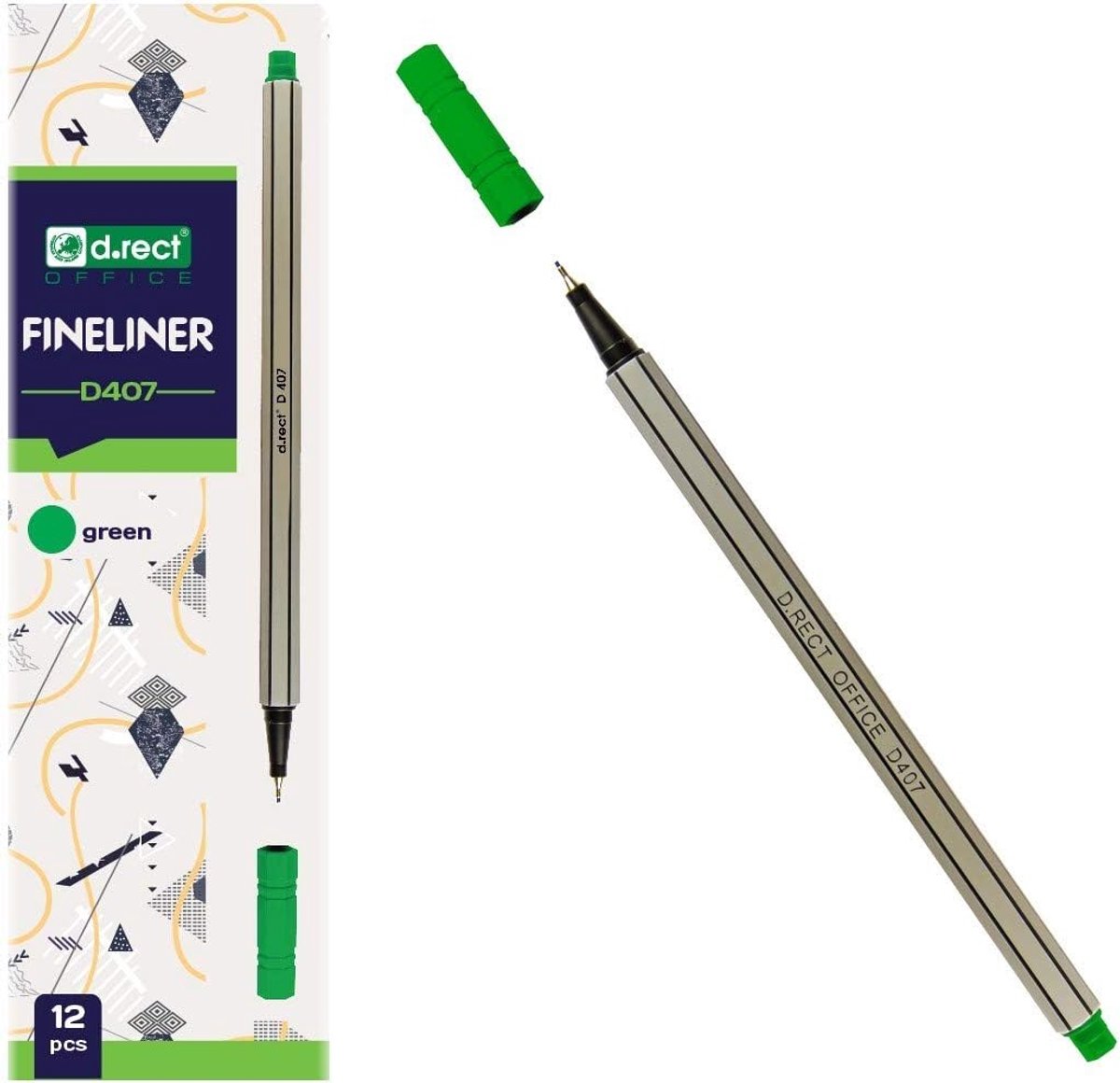 Thijox - Fineliner-set Groen, 12 Stuks, Fijne Pen met 0,4 mm Punt voor Schrijven, Onderstrepen, Tekenen en Kleuren, Hoogwaardige Vezelpunt, Perfect vo