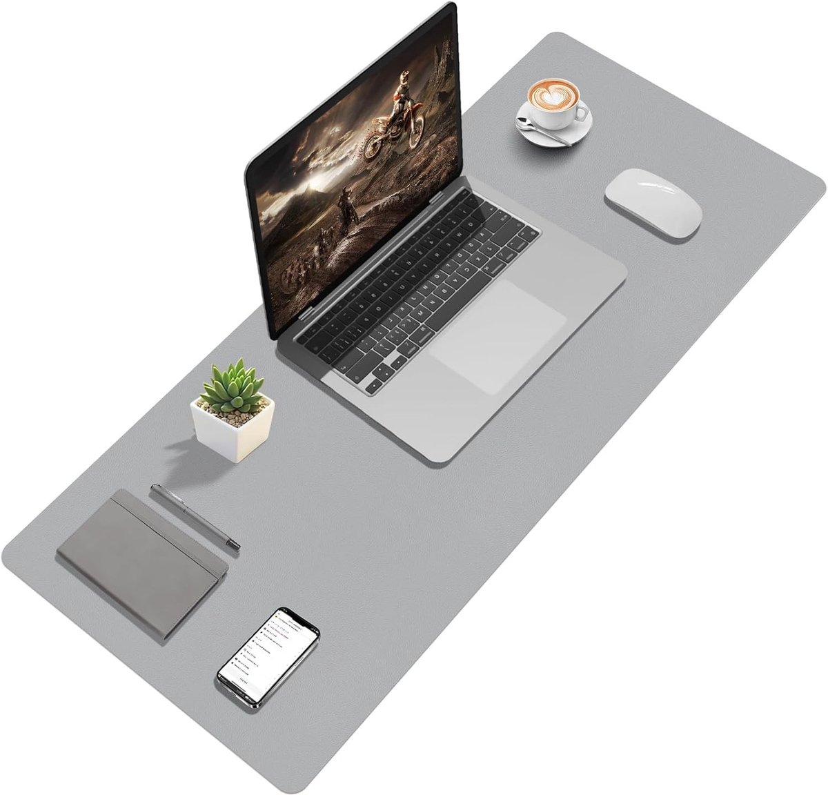 Bureauonderlegger grijs-paars 100x40 cm, ideaal voor kantoor, werkplek en studie