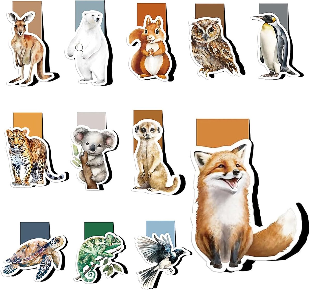Thijox - Magnetische Boekenleggers voor Kinderen, 12 Stuks Dieren, Creatieve Bladwijzers voor Jongens en Meisjes, Ideale Cadeaus voor Scholieren, Boek