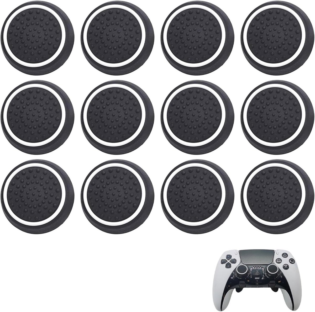 12 Stuks Siliconen Thumb Grip Caps voor Joystick, Antislip en Anti-Vingerafdruk, Geschikt voor PS3/PS4/PS5/XBOXONE 360, Verbeterde Grip en Bescherming