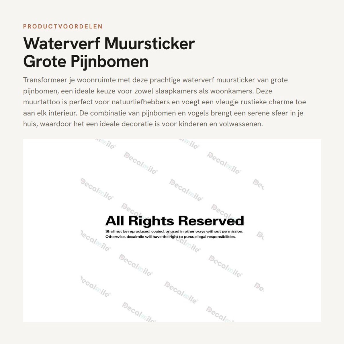 Inovra - Waterverf Muursticker - Grote Pijnbomen - Muurdecoratie - Wandtattoo - Vogels - Geschikt voor Slaapkamer en Woonkamer