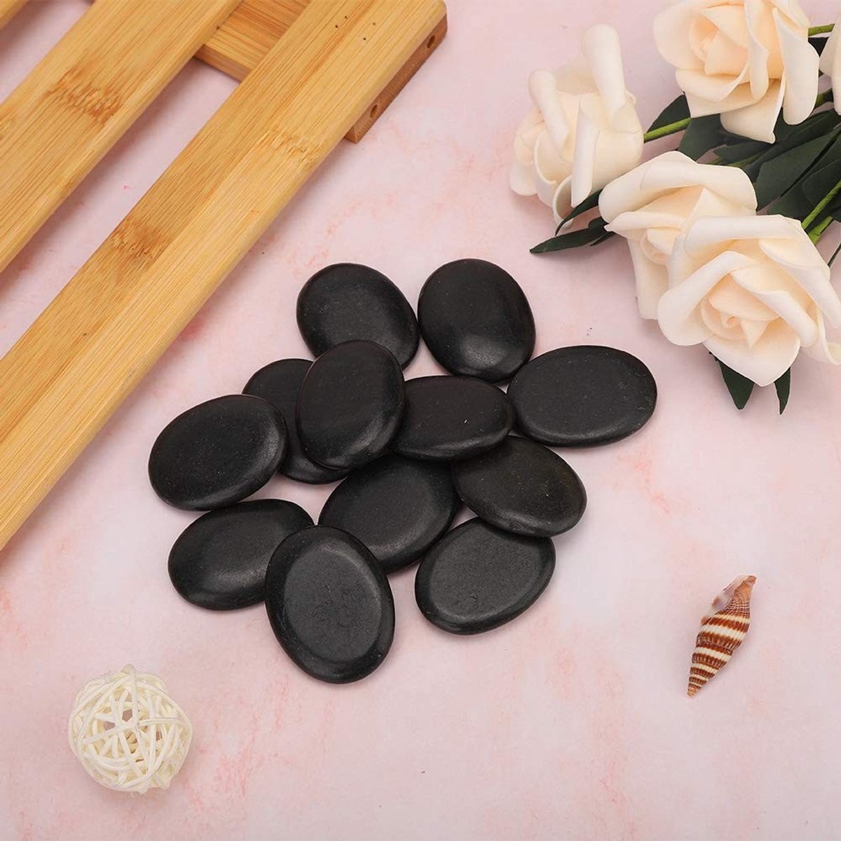 Inovra- Massage Set Professionele Hot Stones - 12 Stuks Basalt Stenen - Diepgaande Massage - Spa Gezondheidszorg Tool - Flexibel Massageresultaat - Hotstone Massage