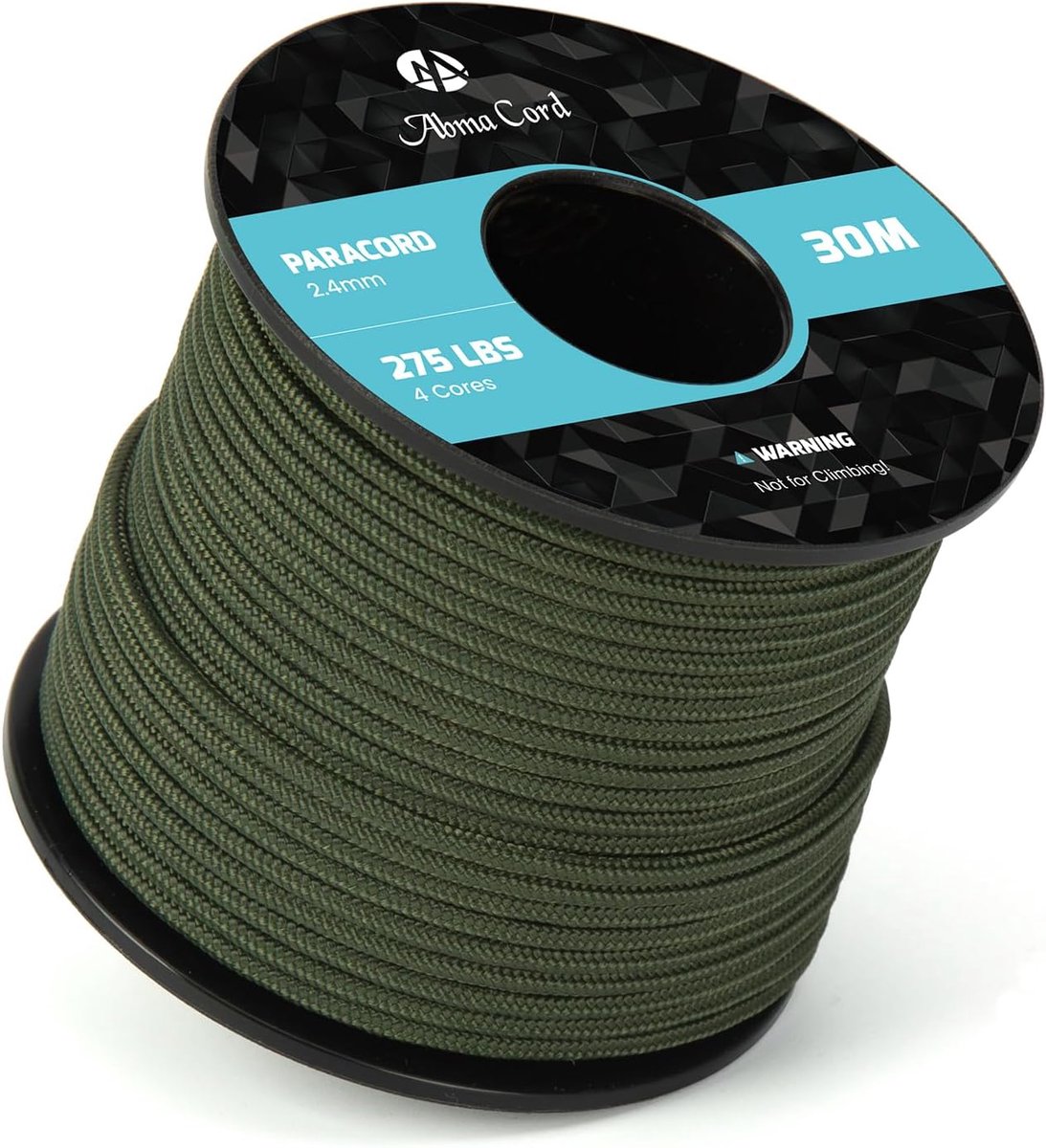 Thijox - Abma Cord 2,4 mm Paracord 275 - 30m Sterk Nylon Touw - 4 Strengen Koord - Max. 125kg - Legergroen voor Camping, Tuin en Outdoor Activiteiten