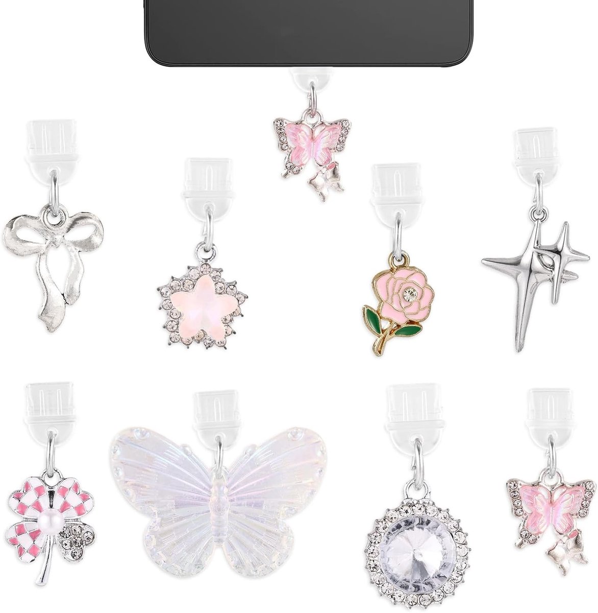 Multicolored Anti-Dust Charging Port Protectors - 8 Stuks Type C/USB C Dust Plug Charms voor Kindle, Smartphones en E-Readers
