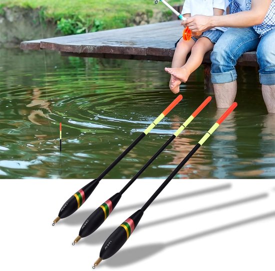 Thijox - 3 Stuks Visdobbers Set - Duurzame Houten Waggler Bobbers 1.5g 5g 6g - Perfect voor Hengelsport en Recreatief Vissen - Ideaal voor Tuin, Meer van Thijox — afbeelding 2