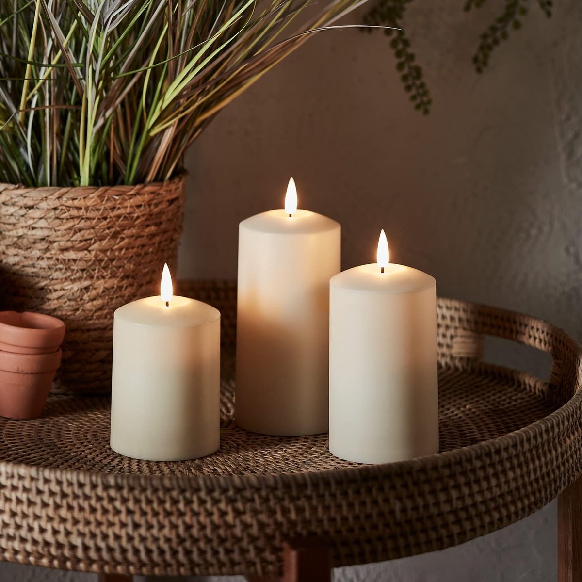 SnelShoppen - LED-kaarsen voor buiten set van 3, warmwit, met afstandsbediening, timerfunctie, energieklasse A++, perfecte decoratie voor tuin, balkon