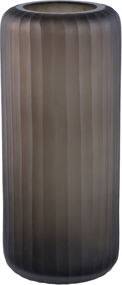 PTMD Wander Taupe Round Glass Handcut Striped Vase L