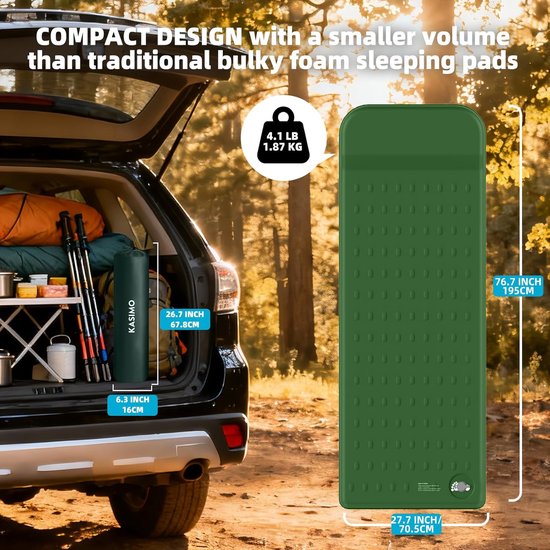 Thijox - KASIMO Isolatiemat - Campingmatras van Schuimstof - Ultralight Slaapmat voor 2 Personen - R-waarde 9,5 - 90x200cm en 140x200cm - Perfect voor van Thijox — afbeelding 3