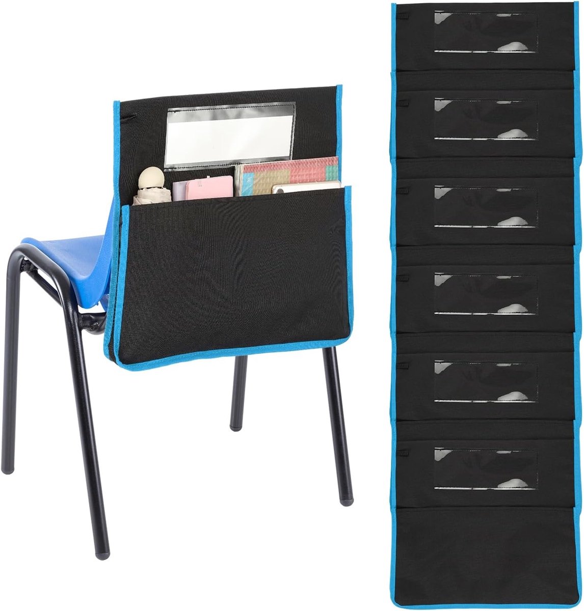 Blauwe Stoeltas voor Klaslokalen - 12 Stuks, 16.5" Lengte, 15.4" Breedte, Met Naamlabel en Sluiting