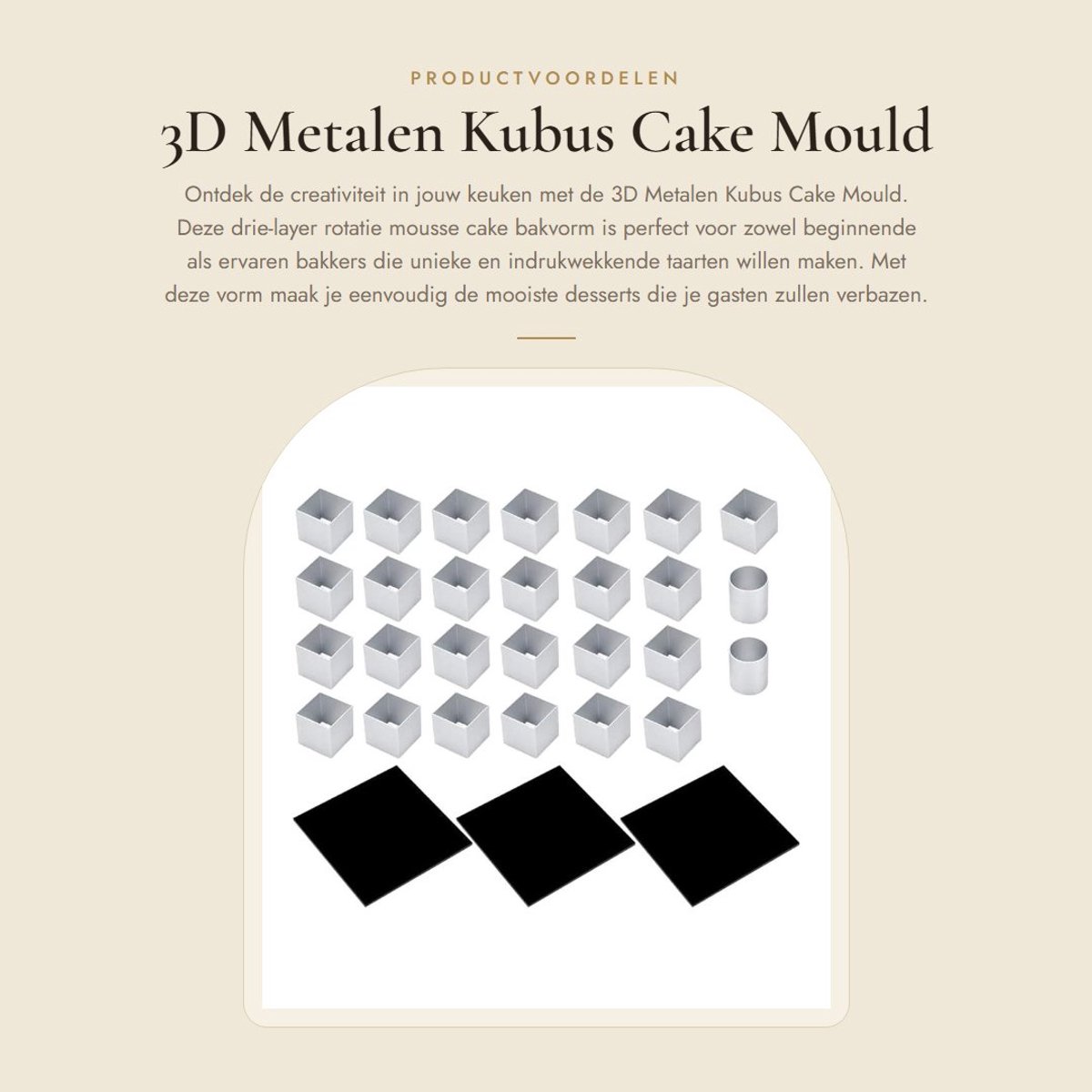 Dailygoods- Cakevorm 3D Metalen - Drie-Lagen - Mousse - Bakvorm - Keukenaccessoire - Nauwkeurig Ambacht