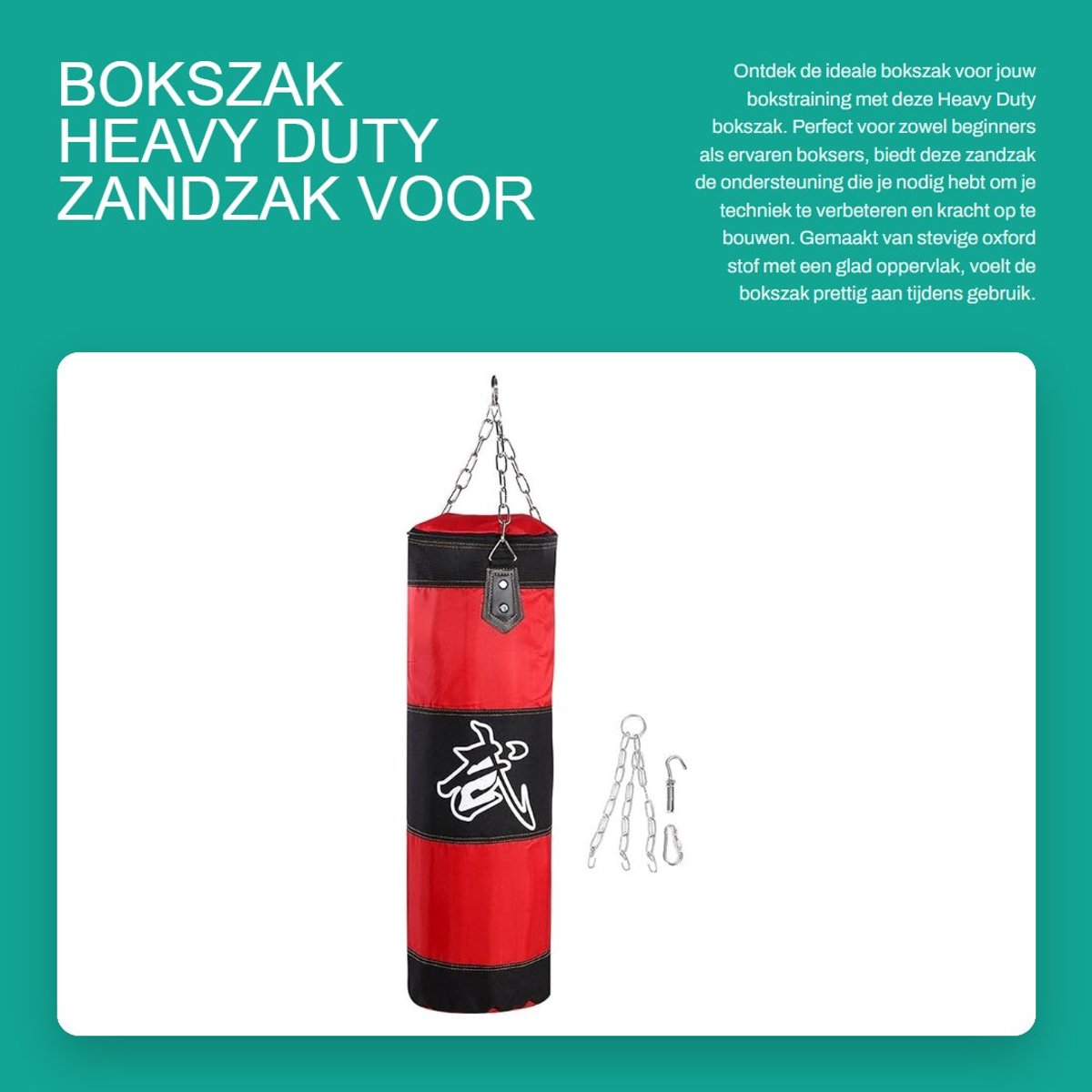 Dailygoods- Bokszak Heavy Duty - Bokszak voor Training - Zandzak - Slijtvast Oxford Stof - 3-Laags Structuur - Diverse Hoogtes