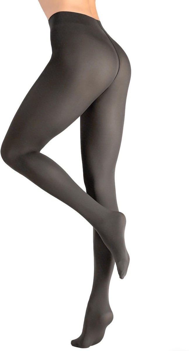 Dailygoods - Fleecegevoerde panty voor dames, warme, dikke thermische panty met een transparante look voor de winter