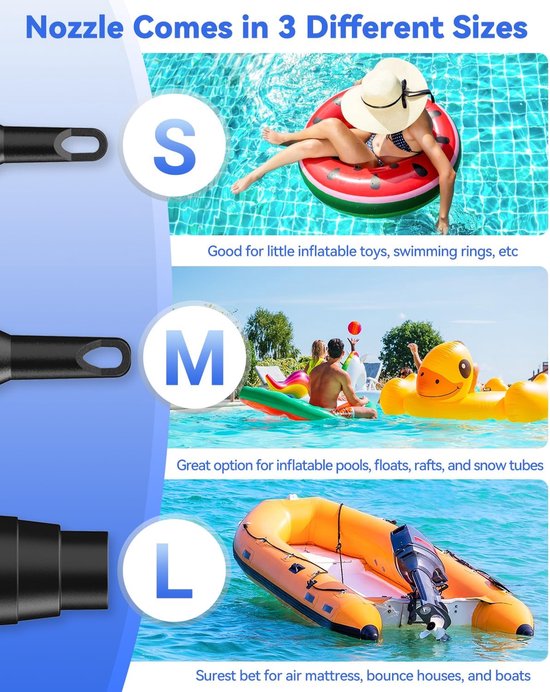 Electric Air Pump for Inflatable Mattress - Portable Pump for Cushion Boat Swimming Pool Rubber Boat Gymnastics Ball by Dr.meter van Dr.meter — afbeelding 3
