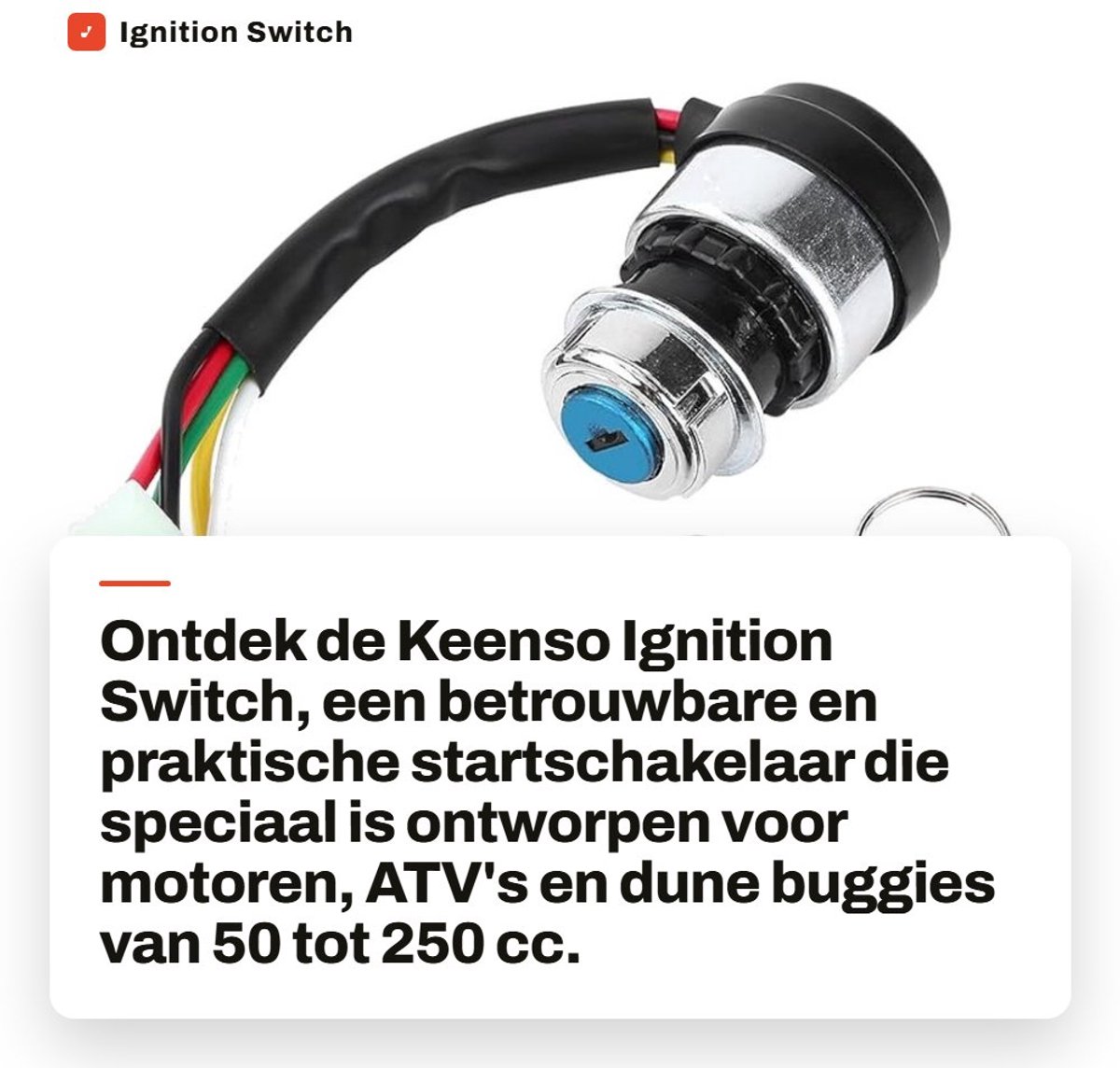 Dailygoods - Ignition Switch - Startschakelaar - Praktisch en Economisch - Populaire kleur - Geschikt voor Motoren en ATV's - Inclusief Sleutels - Voo...