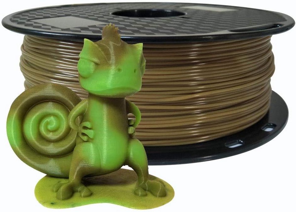 PLA Filament - Kleurveranderend Materiaal - 3D Printen - Temperatuur Gevoelig - 1KG 1.75mm - Bruin naar Groen