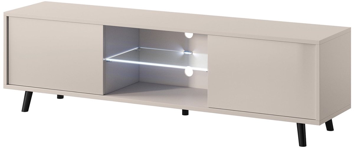 Selsey Olio – Hoog TV-meubel met 3 deuren - zwart - 160cm