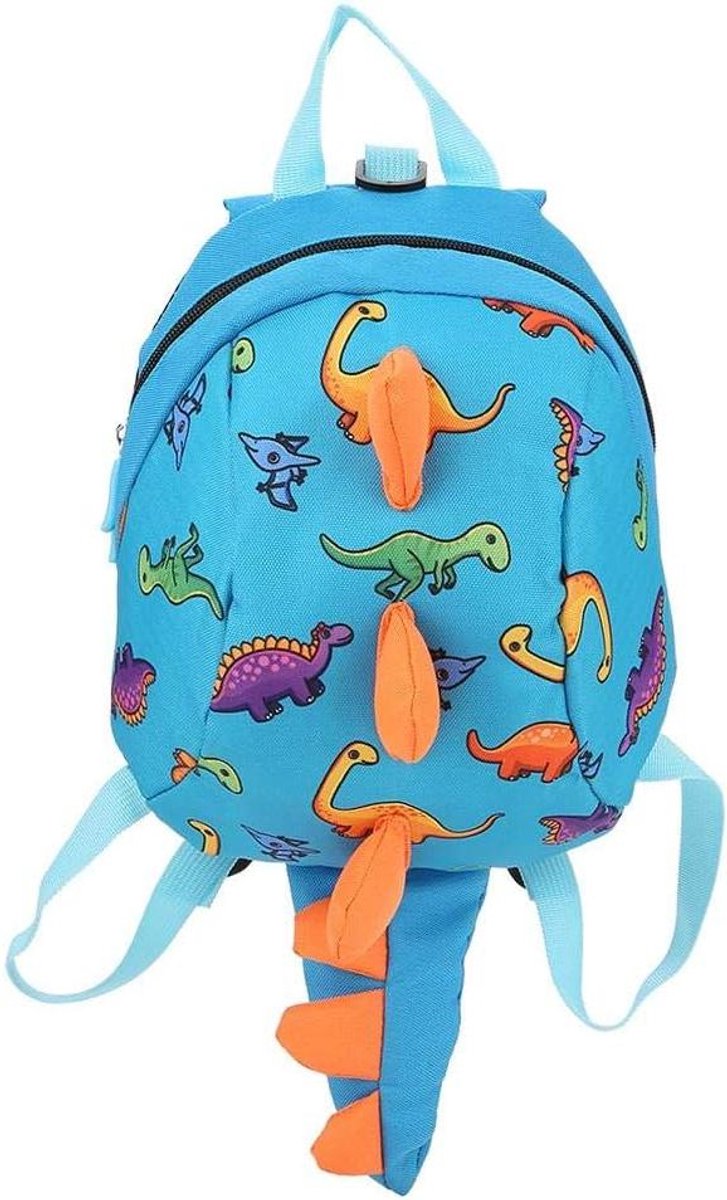 Kinderrugzak Dinosaurus - Peuter tas - Veilig op pad - Met anti-verdwijnkoord - 20 x 12 x 26 cm - Geel