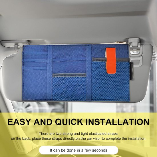 Zonneklep Organizer - Auto Opbergvak - Auto Organiseren - Veel Vakken - 29 x 14.5 cm - Cyaan — afbeelding 2
