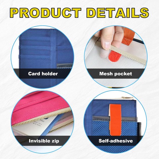 Zonneklep Organizer - Auto Opbergvak - Auto Organiseren - Veel Vakken - 29 x 14.5 cm - Cyaan — afbeelding 4
