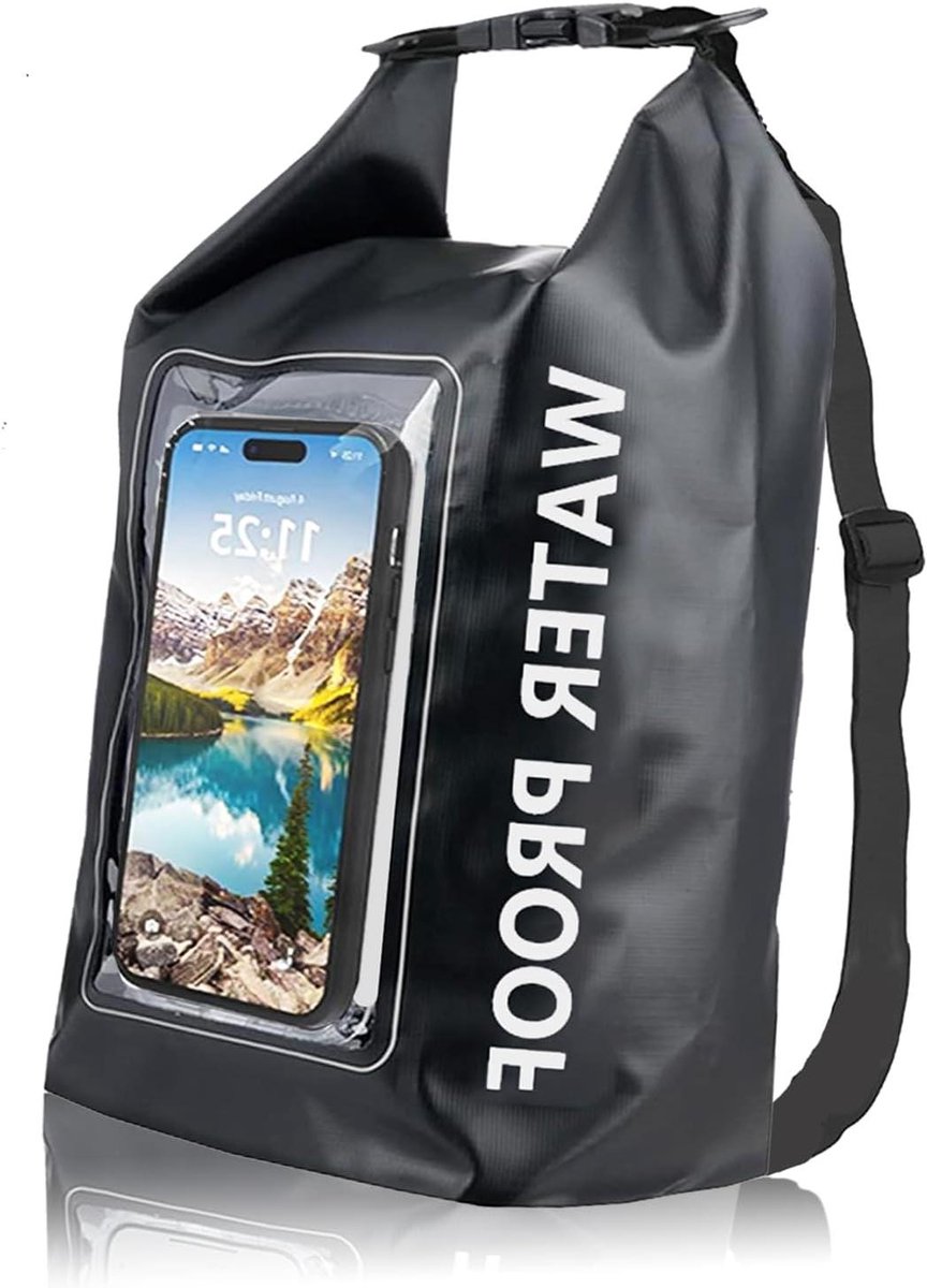 Waterdichte Tas - Dry Bag - Outdoor Activiteiten - Roll-Top Systeem - 5 Liter - Zwart – productfoto 1 van Bol.com