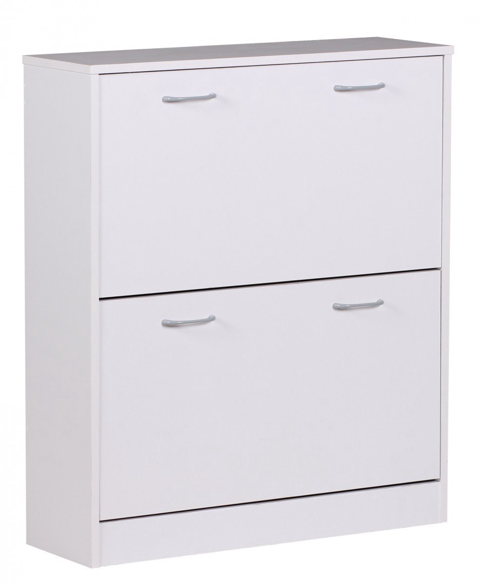 Ervesto Sarah Schoenenkast - Schoenendressoir - Schoenenrek - Wit Mat 75 x 87 x 24 cm - 2 Compartimenten - Smal En Ruimtebesparend