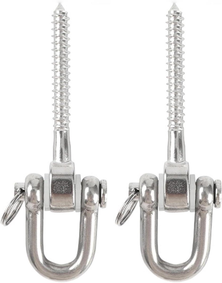 Hangmatbouten 2 stuks - Schommelhaken - Veilig Ophangen - Roestvrij Staal 304 - 12.3 cm - Zilver