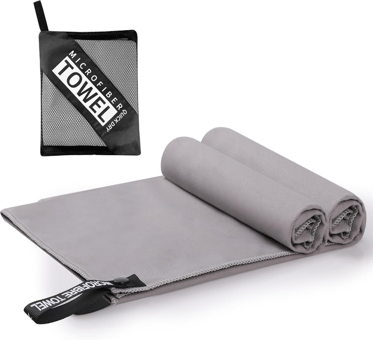 Thijox - Set van 2 Sneldrogende Microvezel Handdoeken 80 x 40 cm - Dubbelzijdig Vlies - Draagbare Sporthanddoeken voor Fitness, Yoga, Strand en Reizen