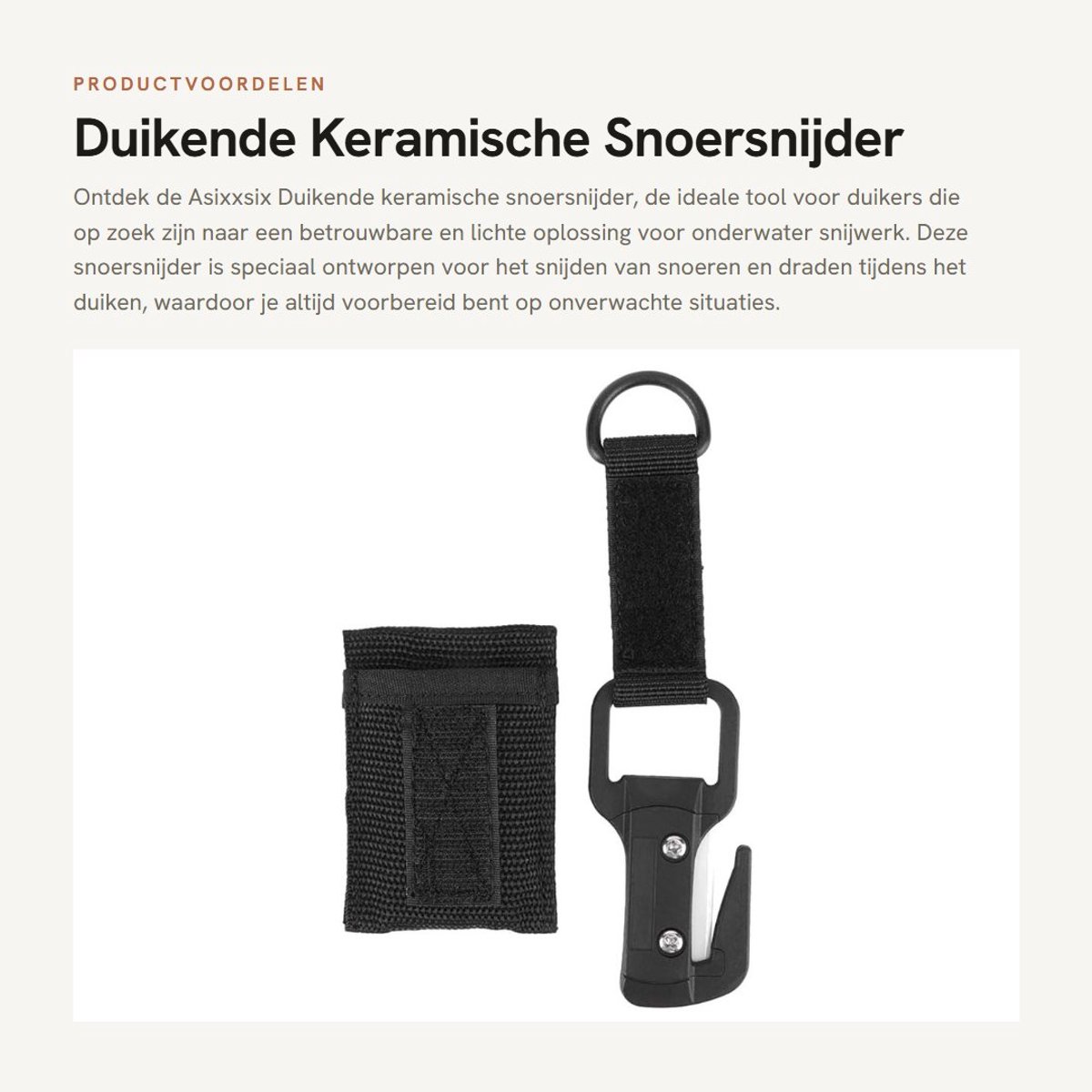 Inovra- Keramische Snoersnijder - Lichtgewicht Dompelsnijder - Roestvrij Staal Toepassing - Duikgerei - Antislip Handvat - Schokbestendig Ontwerp
