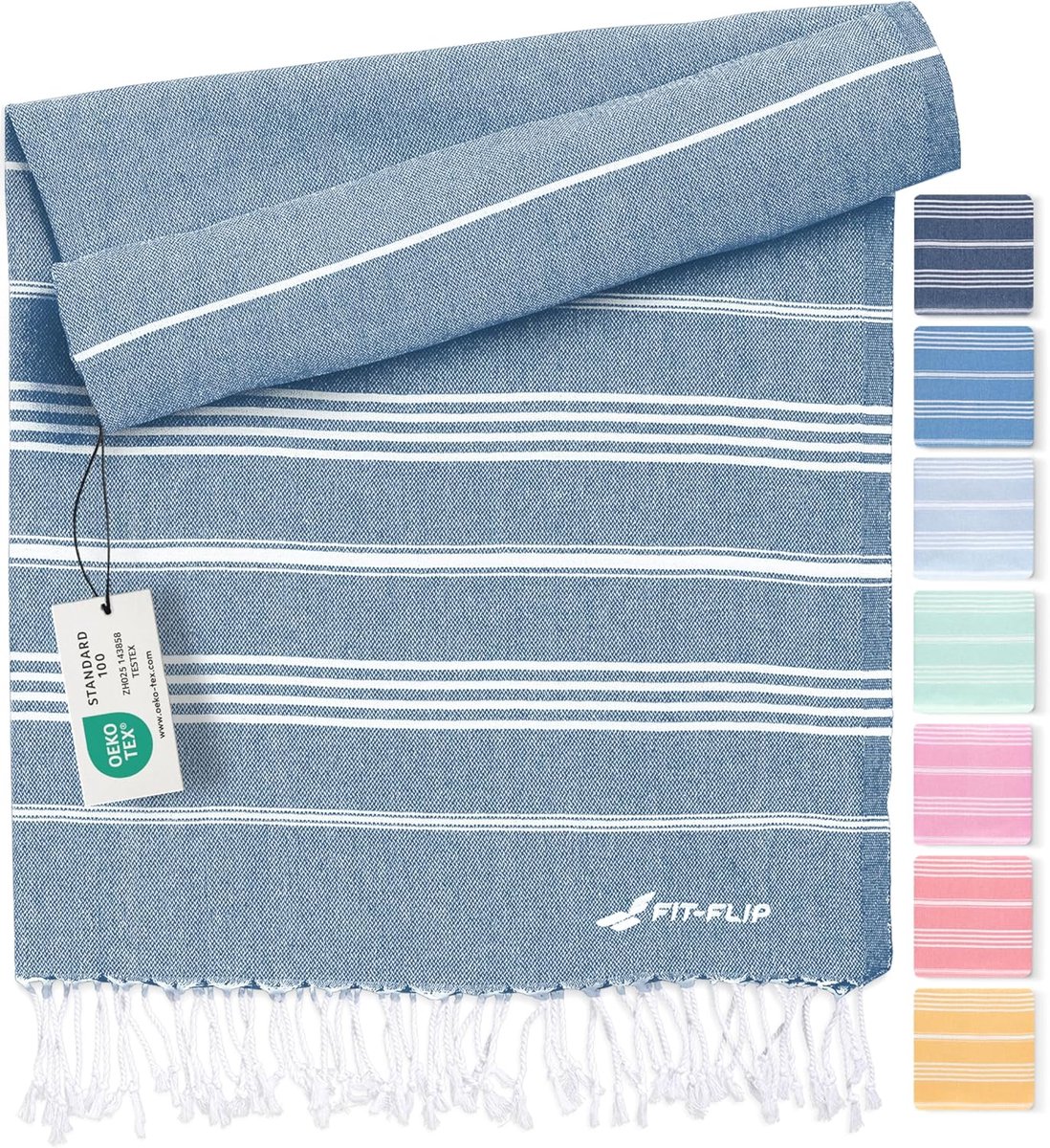 Thijox - Fit-Flip Hamamdoek XXL 100x200cm - Sneldrogend Strandhanddoek van 100% Katoen - Fouta, Pestemal, Turkse Handdoek - Ideaal voor Hamam, Sauna,