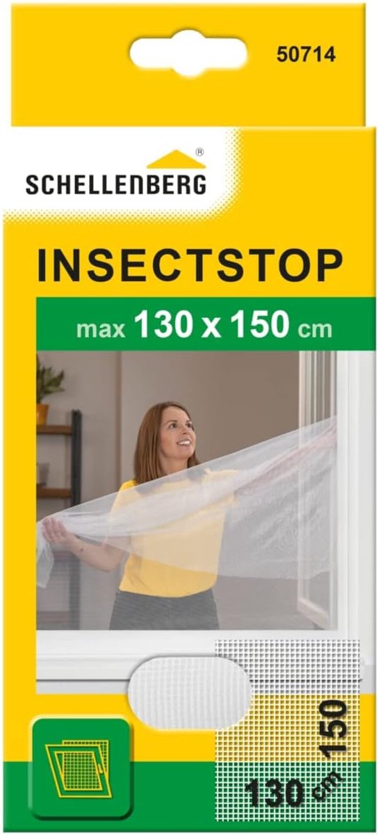 Thijox - Nylon Horrengaas voor Ramen - Muggen- en Insectengaas - Bevestiging zonder Boren - 130 x 150 cm - Wit - Ideaal voor Huizen, Tuinen en Kamers