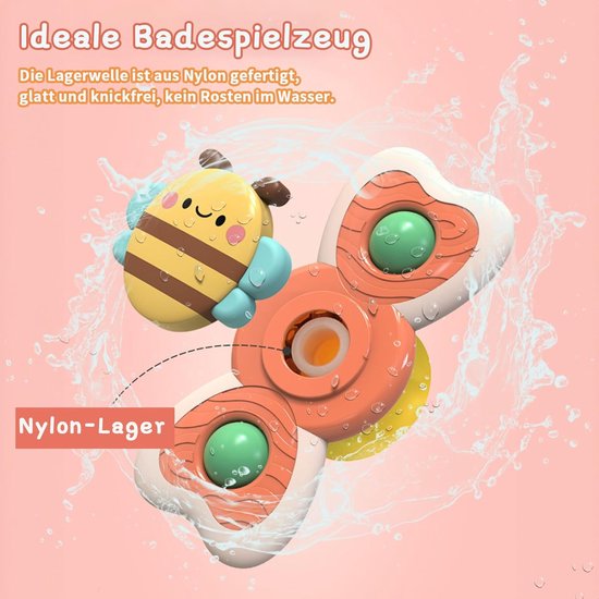 Sander Shop Spinner voor baby's, met zuignap, 3 draaibaar speelgoed voor badkamer, kinderstoel en vliegtuig, sensorisch speelgoed voor meisjes en jongens van Sander Shop — afbeelding 5