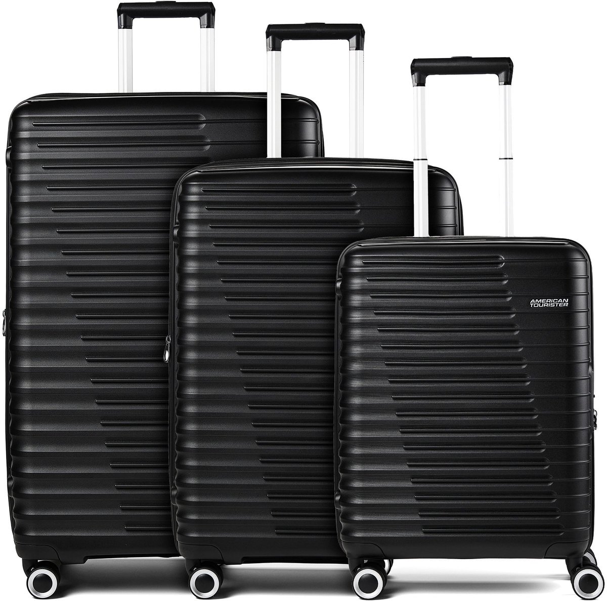 American Tourister Roadrush 4 wielen Kofferset 3-delig met uitbreidingsplooi - Harde bagage - TSA slot - shadow black