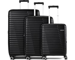 American Tourister Roadrush 4 wielen Kofferset 3-delig met uitbreidingsplooi - Harde bagage - TSA slot - shadow black