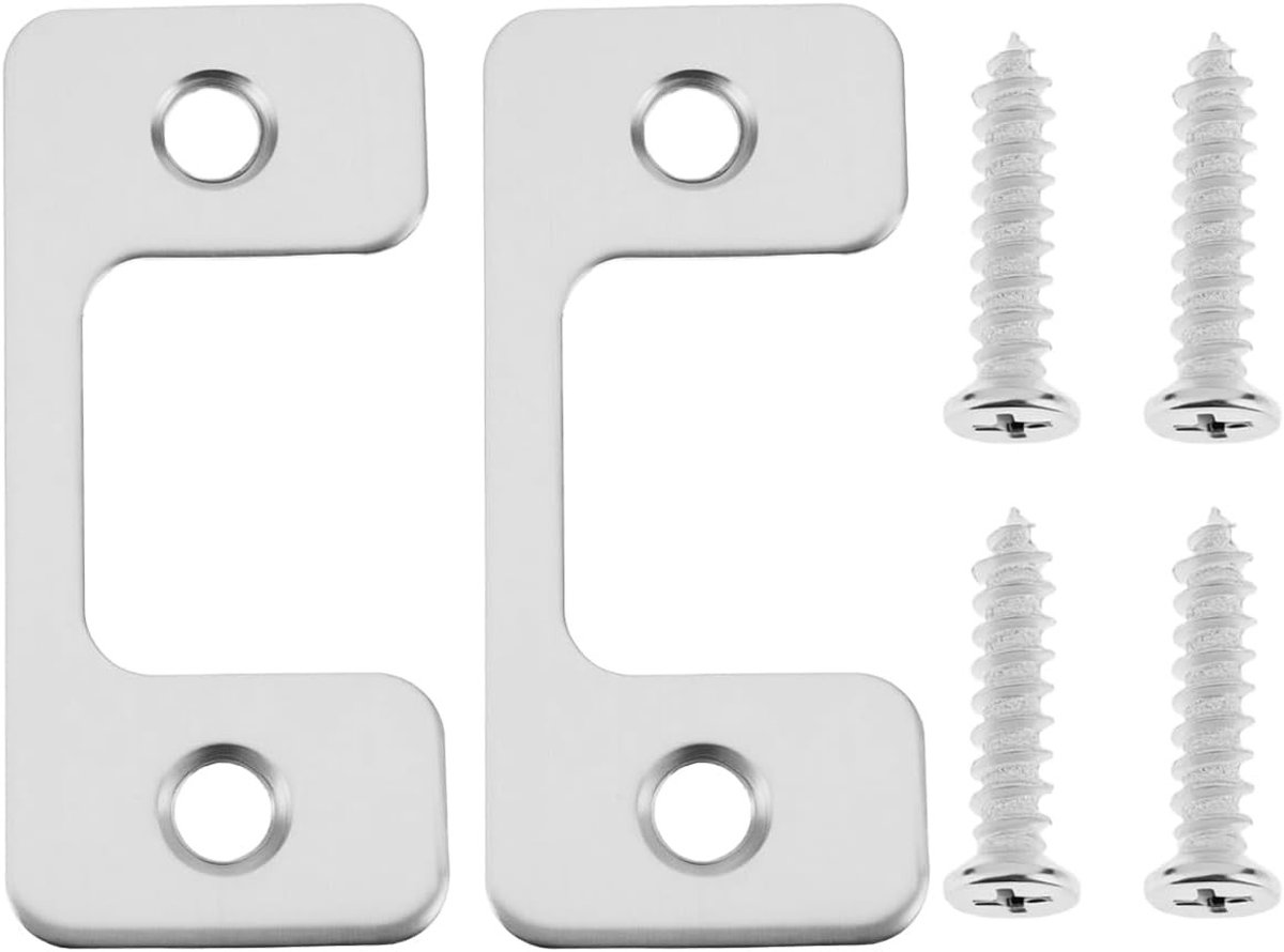 Verstelbare Slagplaat voor Buitendeuren - RVS Deurframe Gussetplaat met Schroeven - 57x25.6x25mm en 5x25mm