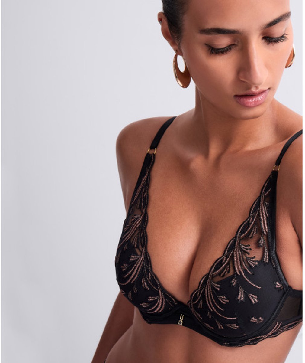 Aubade Cosmic Romance Plunge Push Up BH Black Star Zwart