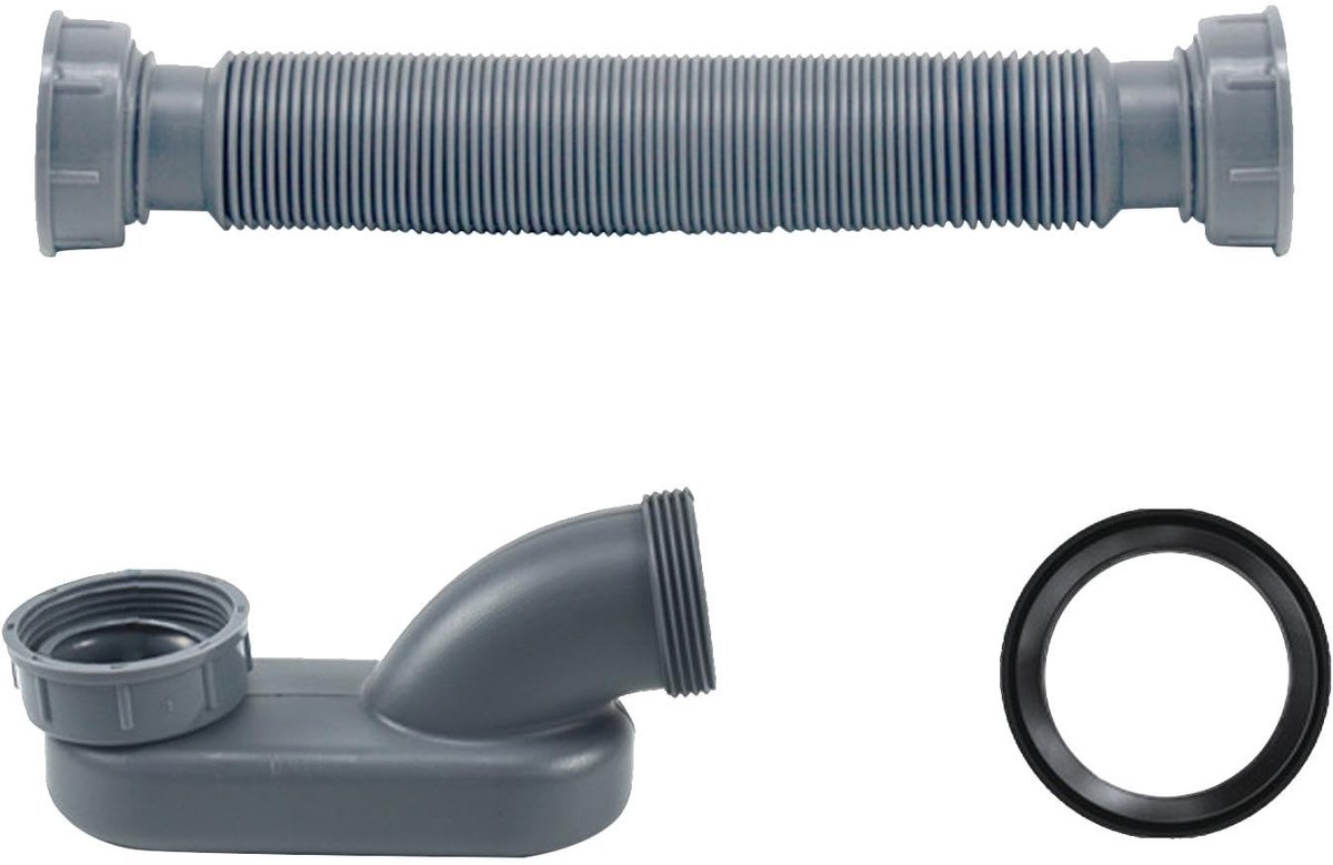 Inovra- Afvoerpijp Dubbellaags Lekvrij - Flexibele Waterslang - PP-Kunststof - Buigbaar 28-74 cm - Vrijstaande Bad Afvoer - Duurzaam Materiaal - Afvoerbuis