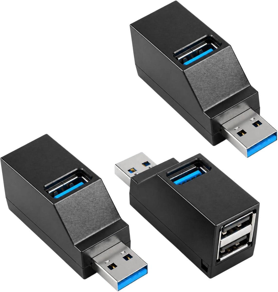 Thijox - Compacte USB 3.0-hub met 3 poorten, 1 USB 3.0 en 2 USB 2.0, uitbreidingshub voor pc en Mac, ideaal voor toetsenbord, muis, USB-stick, harde s