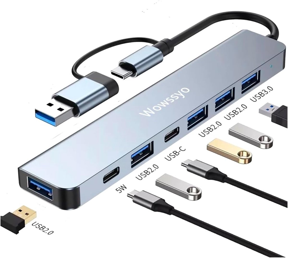 Thijox - USB C Multiport Adapter 7 in 1 - Type C Hub Adapter met USB 3.0/2.0, DC Poorten voor Smartphone, iPad, MacBook, Laptop, PC en meer