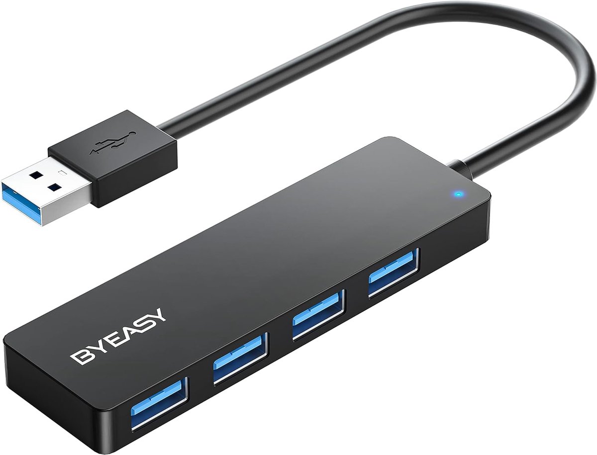 Thijox - USB Hub 4-poorts USB 3.0 Ultra Slim Draagbare Splitter voor iMac, MacBook, Surface Pro, Notebook, Laptop - Leer Zwart